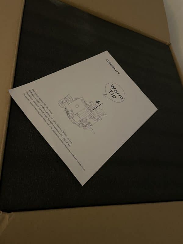 Creality Ender 3 S1 Review - Ender 3 S1 Package Top Layer - 3D Printerly