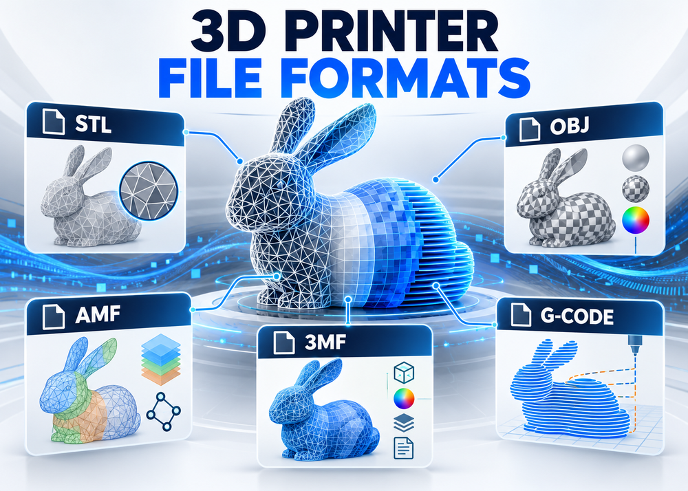 3D Printer File Format Guide: STL, OBJ, AMF, 3MF and G-code Explained