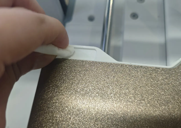 wipe the residue area thoroughly