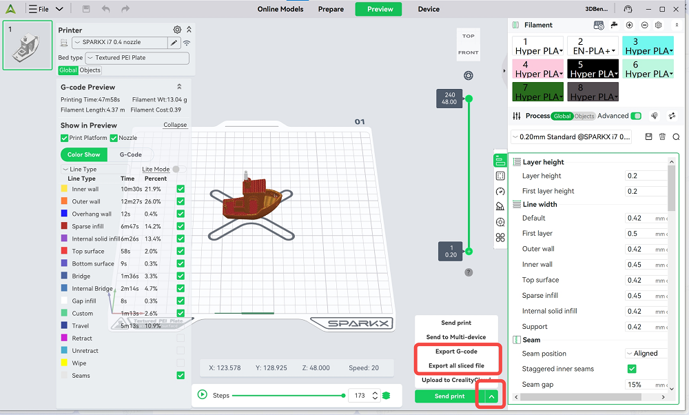 select the printer model SPARKX i7 (2)