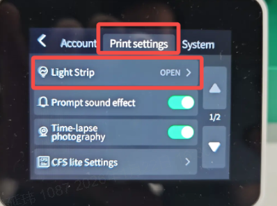 Ambient Light print Settings