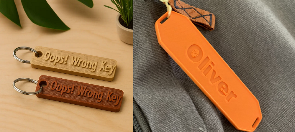 3D-Printed Keychains & Luggage Tages
