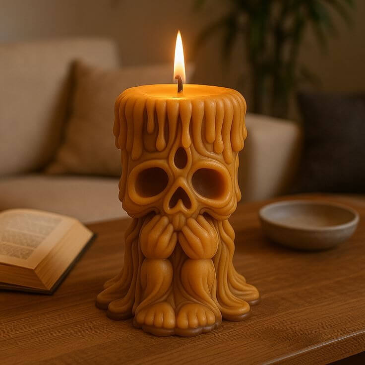 Cute Creepy Skull Candle Holder