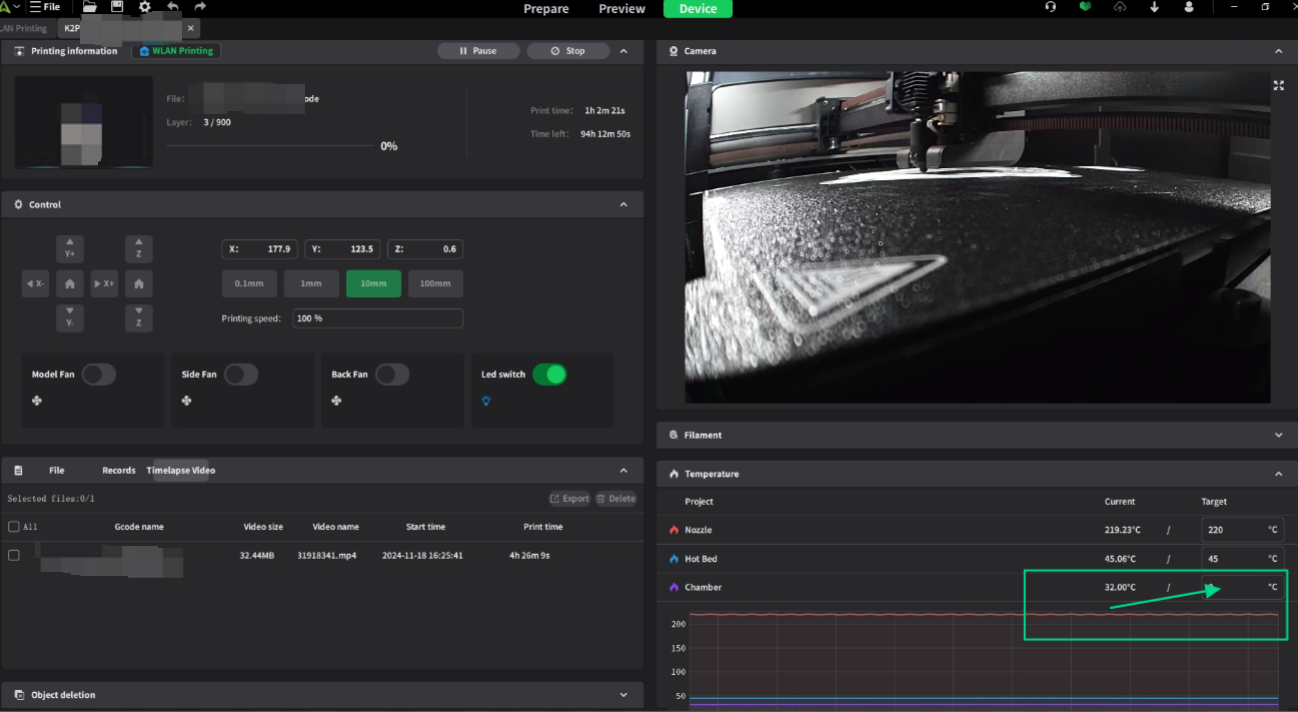 Actively setting chamber temperature