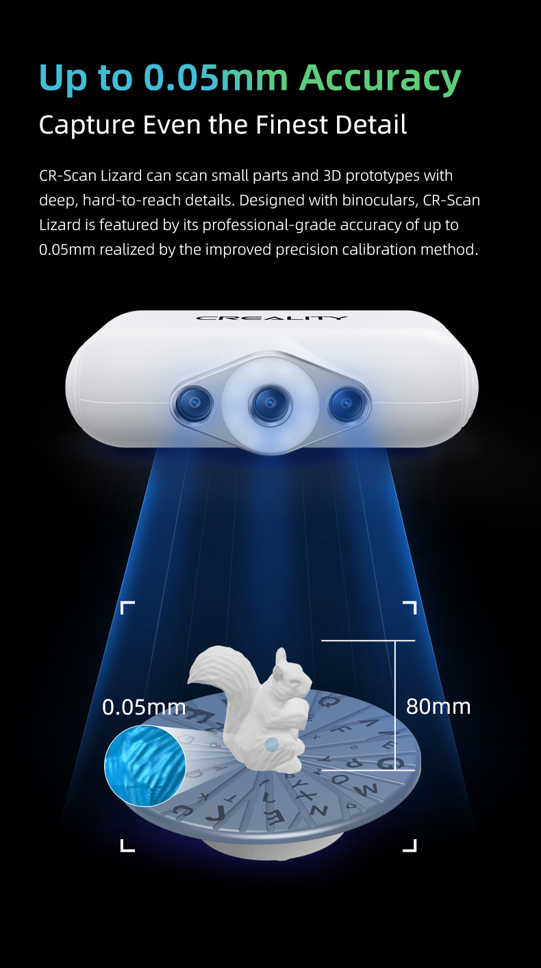 Creality 3Dスキャナー CR-Scan Lizardスタンダード Creality 3D Scanner CR-Scan Lizard Up to 0.05mm Accuracy No