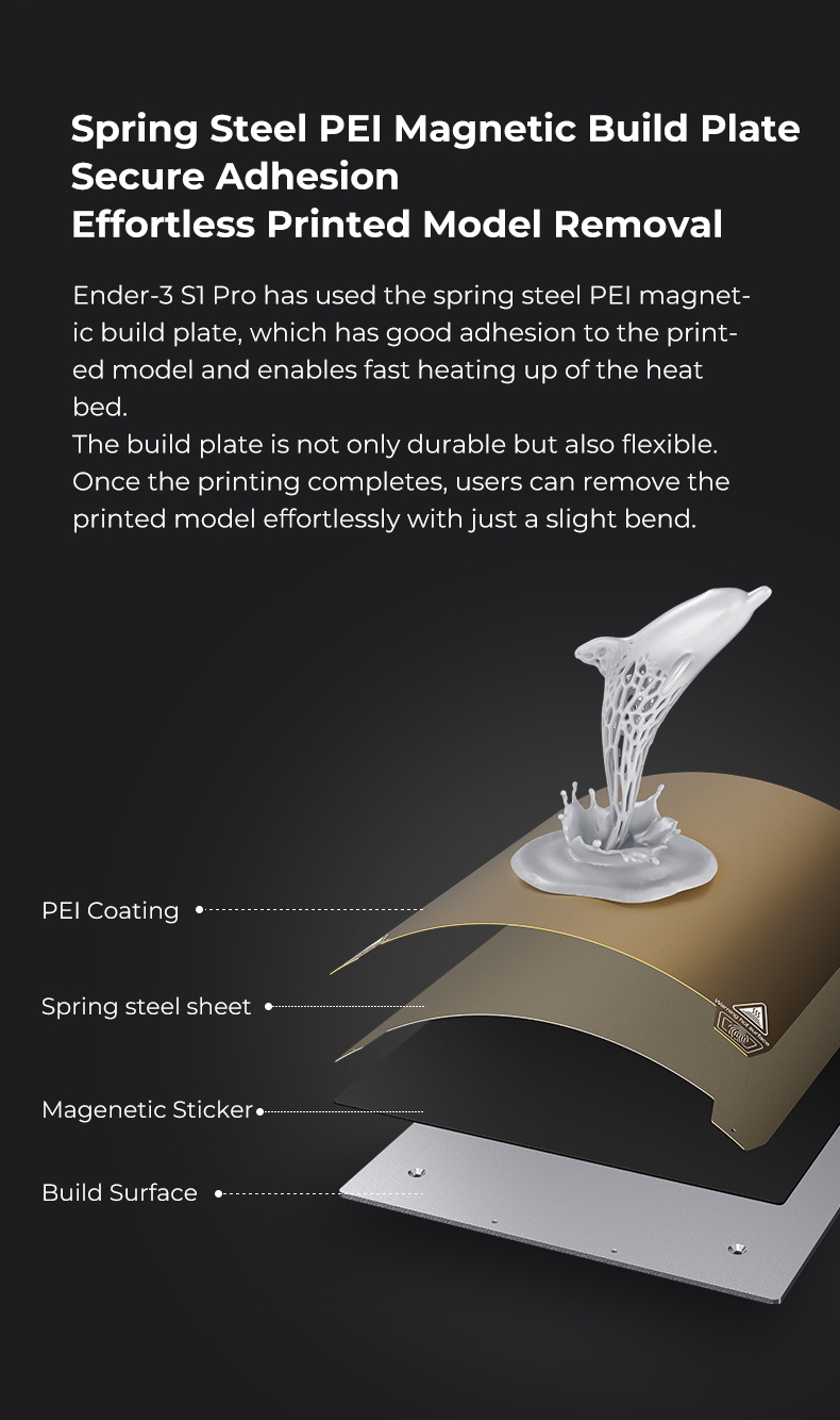 Ender-3 S1 Pro Spring Steel PEI Magnetic Build Plate